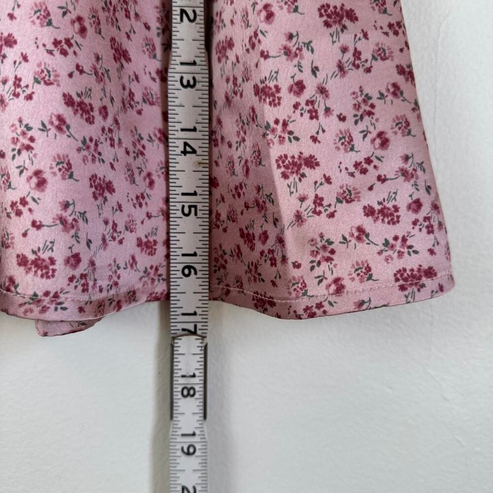Y2K Hollister Pink Small floral satin Mini skirt lined Fairy - Picture 3 of 7